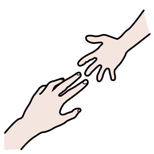 Pictogram: two hands reaching to clasp each other
